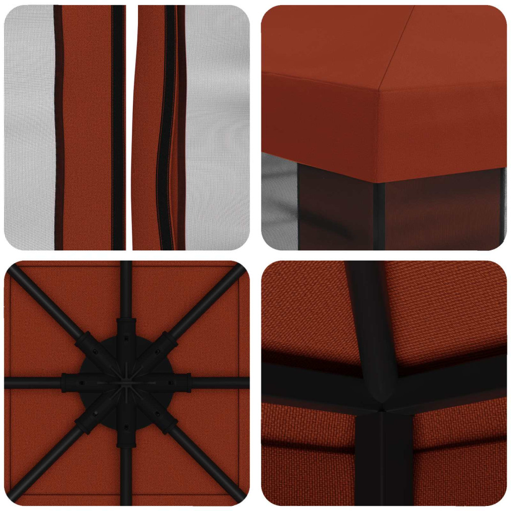 Produktbild för Trädgårdsgazebo med sidoväggar 3 x 3 m Terracotta