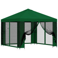 Produktbild för Trädgårdsgazebo med sidoväggar 3 x 3 m Grön Polyester och Stål