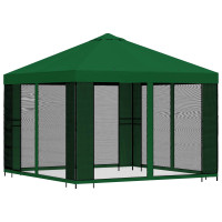 Produktbild för Trädgårdsgazebo med sidoväggar 3 x 3 m Grön Polyester och Stål