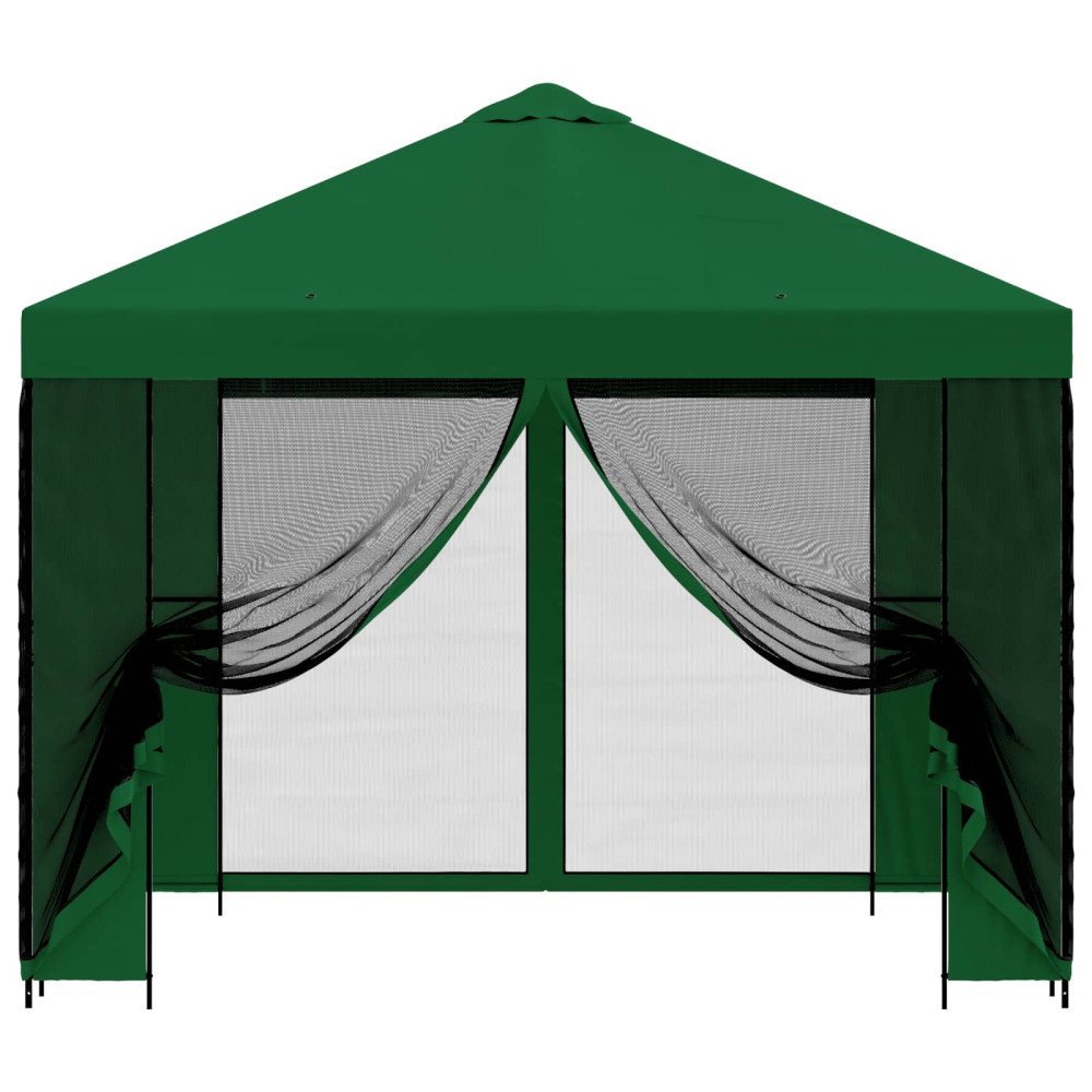 Produktbild för Trädgårdsgazebo med sidoväggar 3 x 3 m Grön Polyester och Stål
