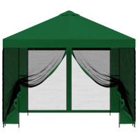 Produktbild för Trädgårdsgazebo med sidoväggar 3 x 3 m Grön Polyester och Stål