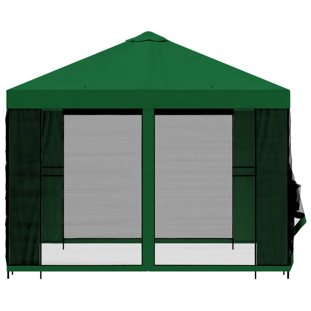 Produktbild för Trädgårdsgazebo med sidoväggar 3 x 3 m Grön Polyester och Stål
