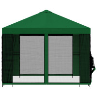 Produktbild för Trädgårdsgazebo med sidoväggar 3 x 3 m Grön Polyester och Stål