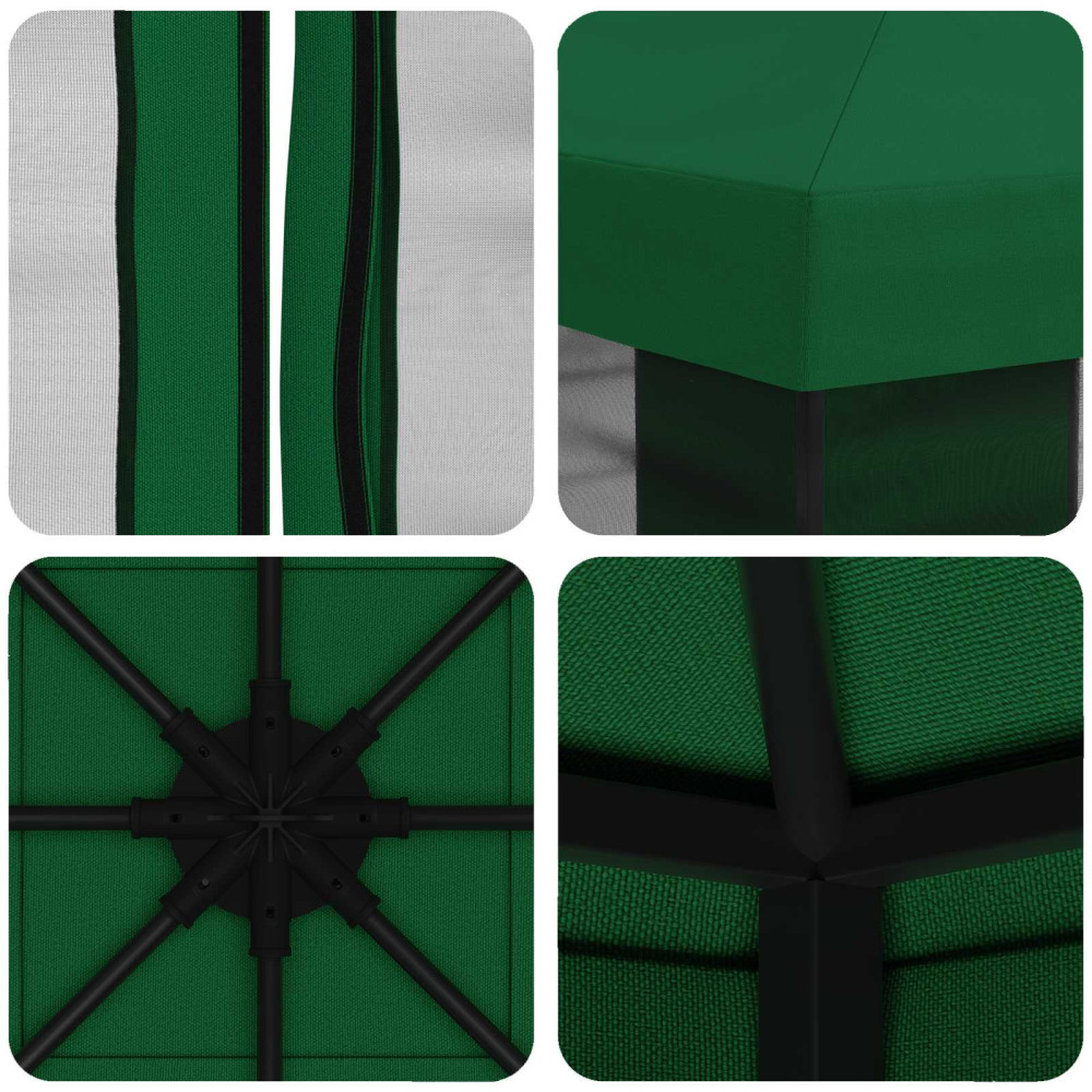 Produktbild för Trädgårdsgazebo med sidoväggar 3 x 3 m Grön Polyester och Stål