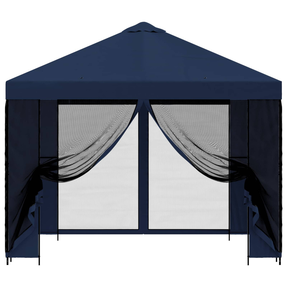 Produktbild för Trädgårdsgazebo med sidoväggar 3 x 3 m Blå Polyester och Stål
