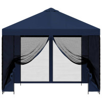 Produktbild för Trädgårdsgazebo med sidoväggar 3 x 3 m Blå Polyester och Stål