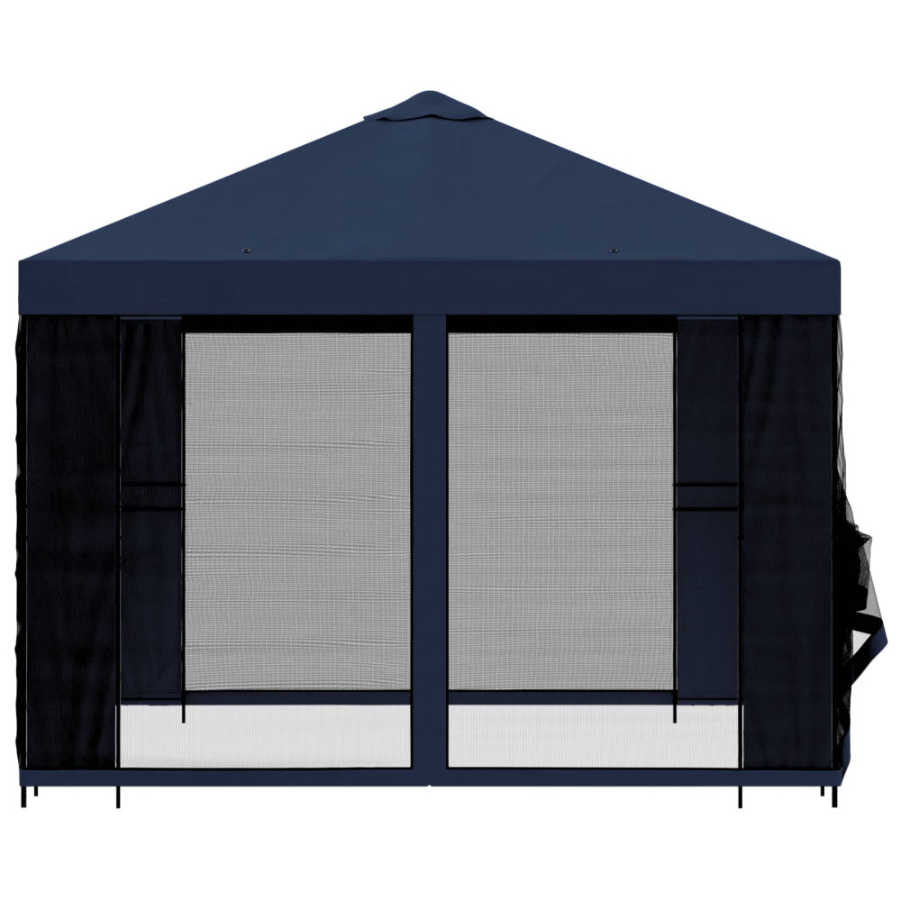 Produktbild för Trädgårdsgazebo med sidoväggar 3 x 3 m Blå Polyester och Stål