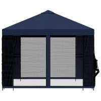 Produktbild för Trädgårdsgazebo med sidoväggar 3 x 3 m Blå Polyester och Stål