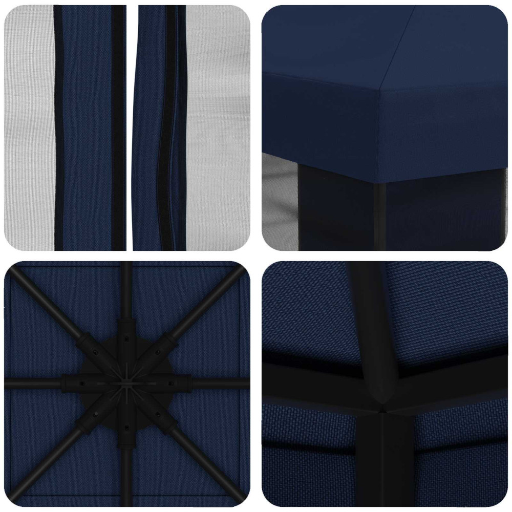 Produktbild för Trädgårdsgazebo med sidoväggar 3 x 3 m Blå Polyester och Stål