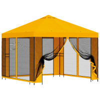 Produktbild för Trädgårdsgazebo med sidoväggar 3 x 3 m Gul Polyester och Stål