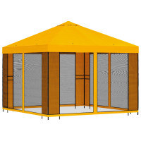 Produktbild för Trädgårdsgazebo med sidoväggar 3 x 3 m Gul Polyester och Stål