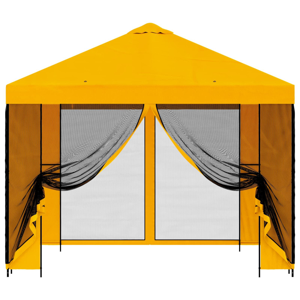 Produktbild för Trädgårdsgazebo med sidoväggar 3 x 3 m Gul Polyester och Stål