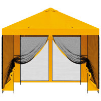 Produktbild för Trädgårdsgazebo med sidoväggar 3 x 3 m Gul Polyester och Stål