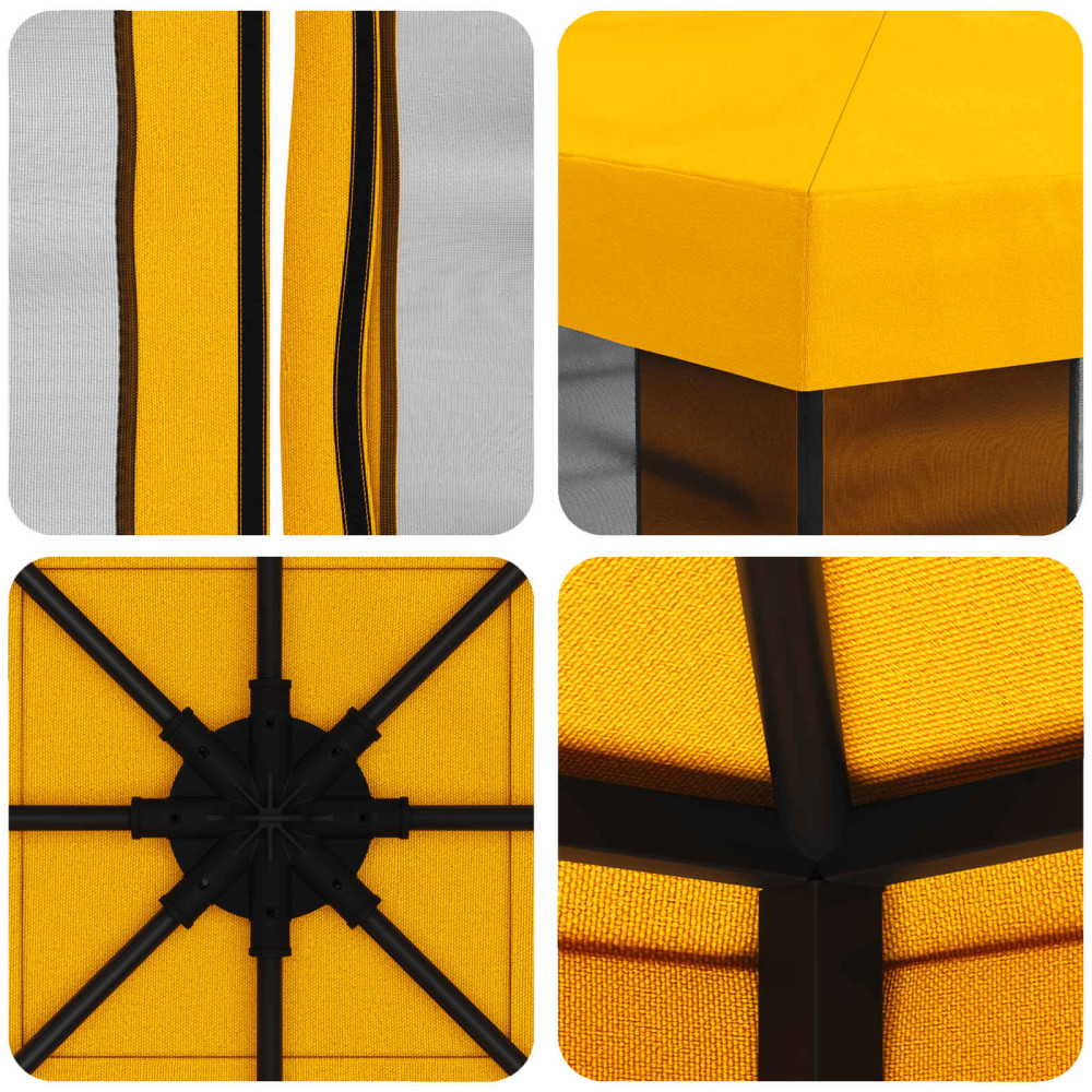 Produktbild för Trädgårdsgazebo med sidoväggar 3 x 3 m Gul Polyester och Stål