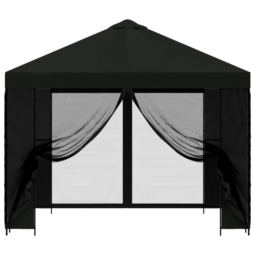 Produktbild för Trädgårdsgazebo med sidoväggar 3 x 3 m Svart Polyester och Stål