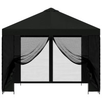 Produktbild för Trädgårdsgazebo med sidoväggar 3 x 3 m Svart Polyester och Stål