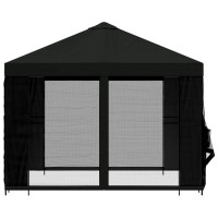 Produktbild för Trädgårdsgazebo med sidoväggar 3 x 3 m Svart Polyester och Stål