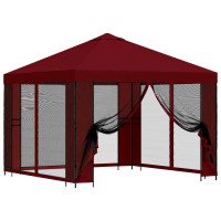 Produktbild för Trädgårdsgazebo med sidoväggar 3 x 3 m Vinröd