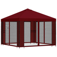 Produktbild för Trädgårdsgazebo med sidoväggar 3 x 3 m Vinröd