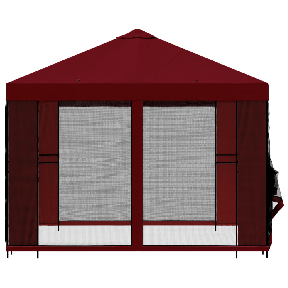 Produktbild för Trädgårdsgazebo med sidoväggar 3 x 3 m Vinröd