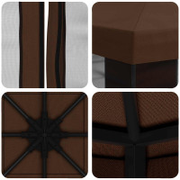 Produktbild för Trädgårdsgazebo med sidoväggar 3 x 3 m Brun Polyester och Stål