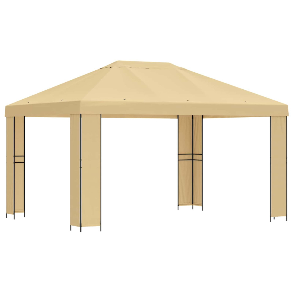 Produktbild för Paviljong 4 × 3 m Gräddvit Polyester och Stål 190 gsm