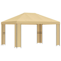Produktbild för Paviljong 4 × 3 m Gräddvit Polyester och Stål 190 gsm