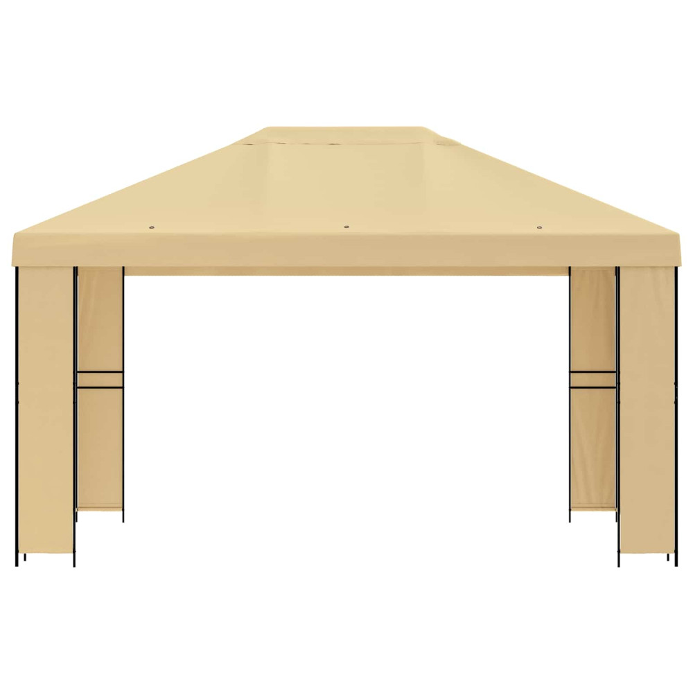 Produktbild för Paviljong 4 × 3 m Gräddvit Polyester och Stål 190 gsm