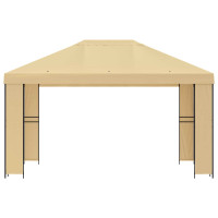 Produktbild för Paviljong 4 × 3 m Gräddvit Polyester och Stål 190 gsm