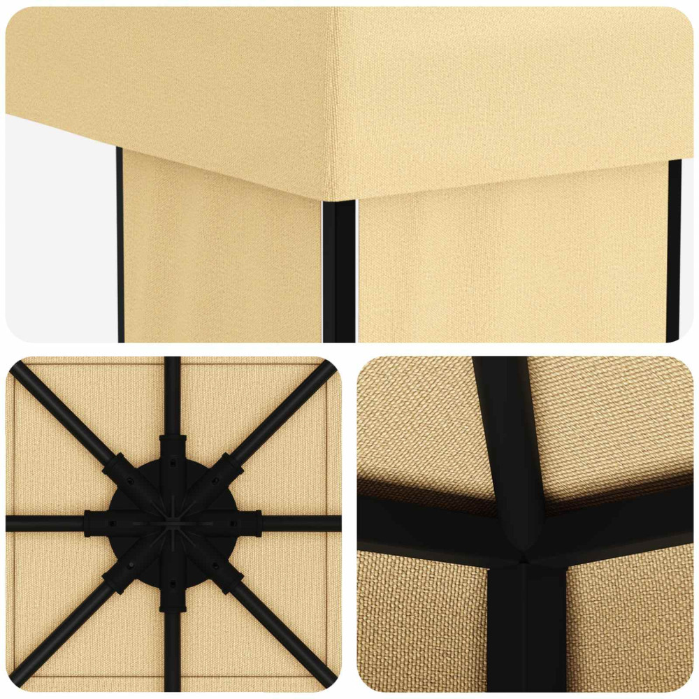 Produktbild för Paviljong 4 × 3 m Gräddvit Polyester och Stål 190 gsm