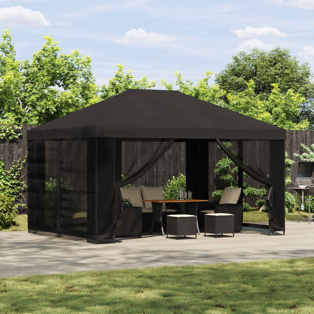 Produktbild för Paviljong 4 × 3 m Antracit Polyester och Stål 190 gsm