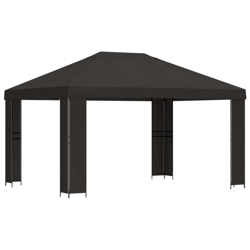 Produktbild för Paviljong 4 × 3 m Antracit Polyester och Stål 190 gsm