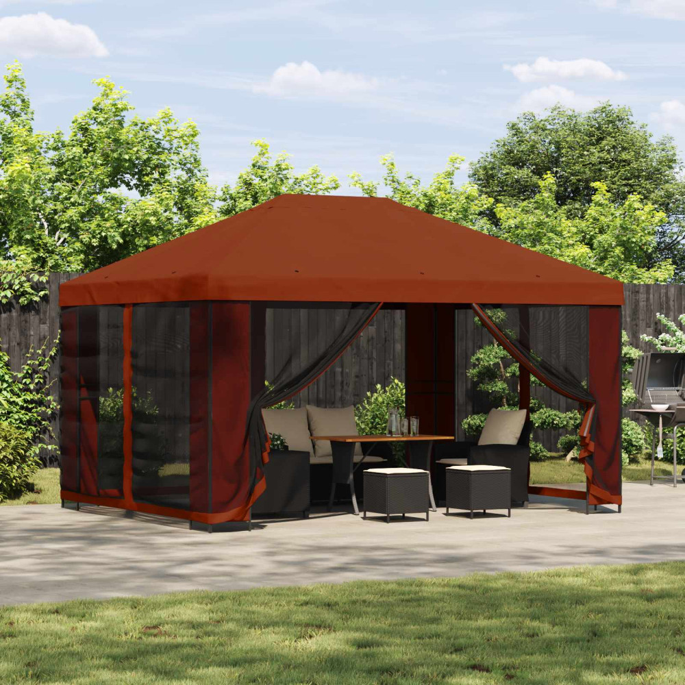 Produktbild för Paviljong 4 × 3 m Terracotta Polyester och Stål 190 gsm