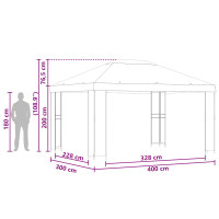 Produktbild för Paviljong 4 × 3 m Grön Polyester och Stål 190 gsm