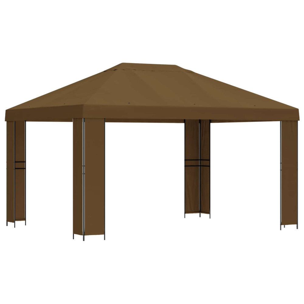 Produktbild för Paviljong 4 × 3 m Taupe Polyester och Stål 190 gsm