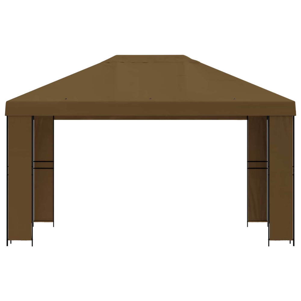 Produktbild för Paviljong 4 × 3 m Taupe Polyester och Stål 190 gsm