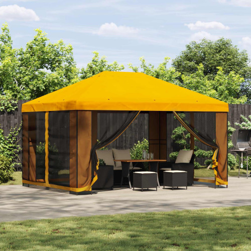 vidaXL Paviljong 4 × 3 m Gul Polyester och Stål 190 gsm