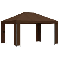 Produktbild för Paviljong 4 × 3 m Brun Polyester och Stål 190 gsm