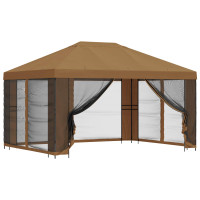 Produktbild för Trädgårdsgazebo med sidoväggar 4 × 3 m Beige Polyester och Stål