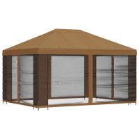 Produktbild för Trädgårdsgazebo med sidoväggar 4 × 3 m Beige Polyester och Stål