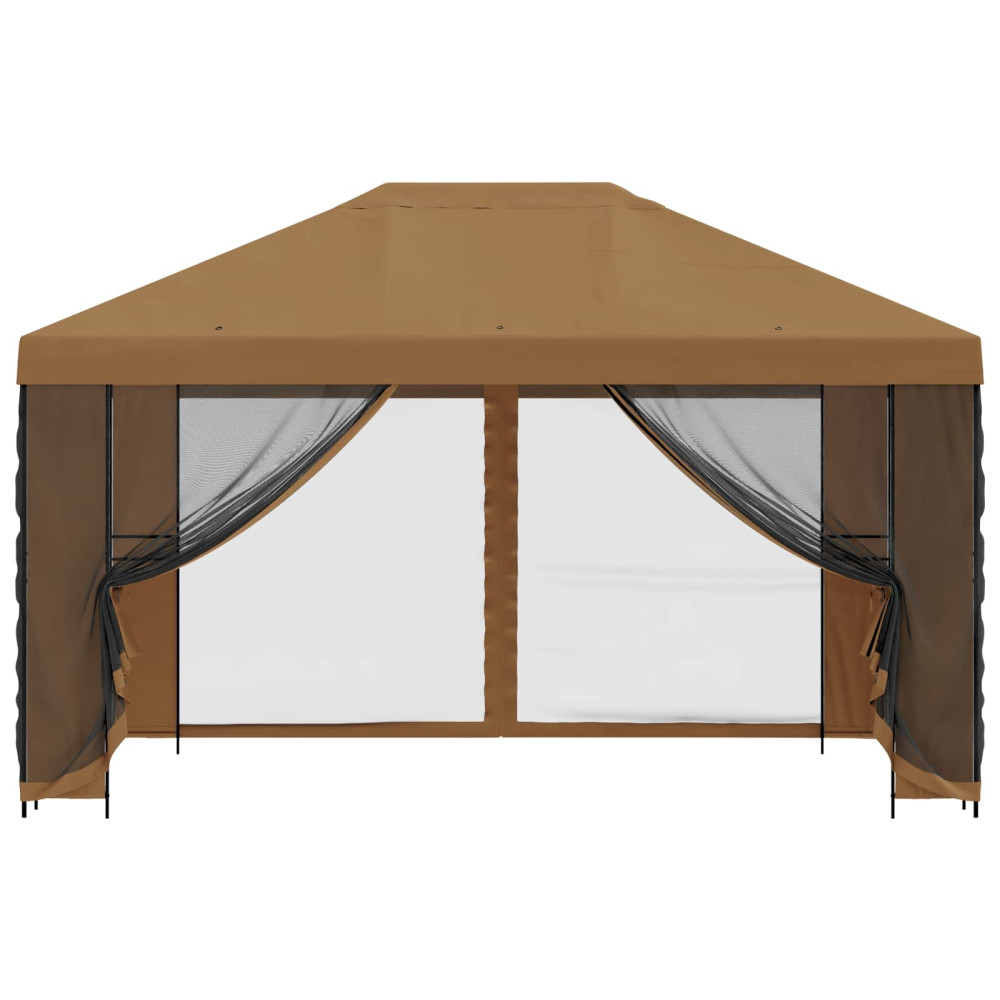 Produktbild för Trädgårdsgazebo med sidoväggar 4 × 3 m Beige Polyester och Stål