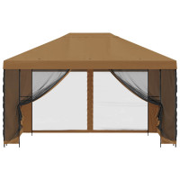 Produktbild för Trädgårdsgazebo med sidoväggar 4 × 3 m Beige Polyester och Stål