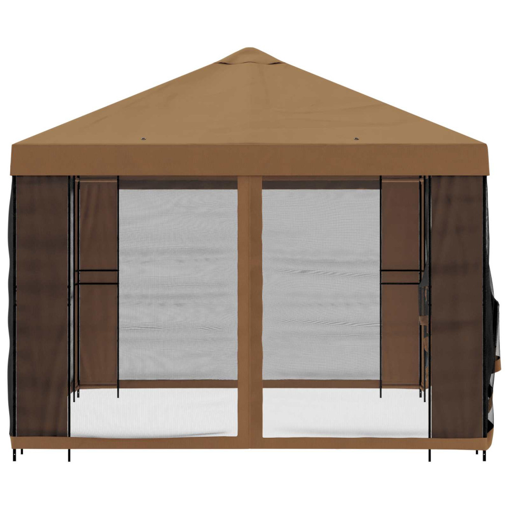 Produktbild för Trädgårdsgazebo med sidoväggar 4 × 3 m Beige Polyester och Stål