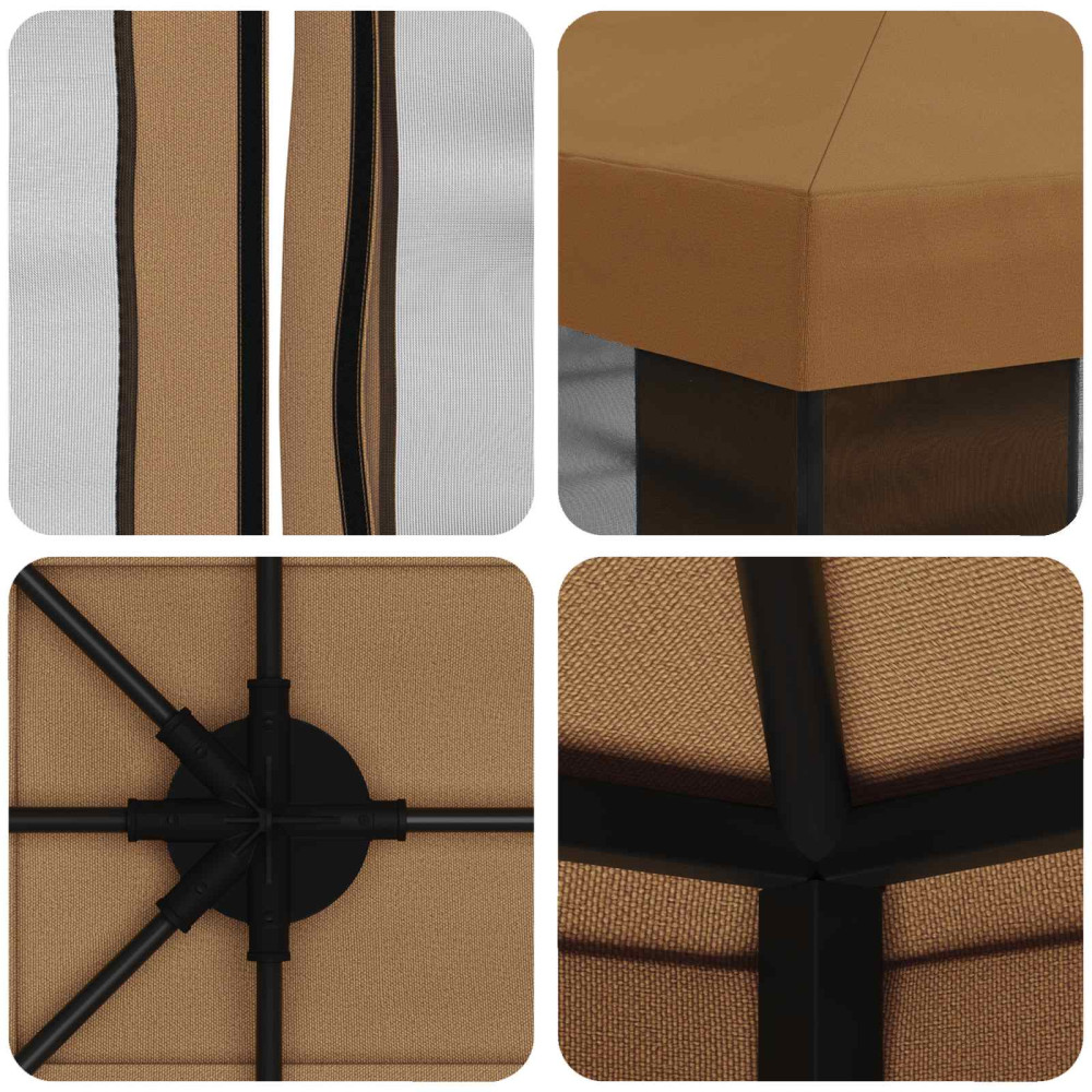 Produktbild för Trädgårdsgazebo med sidoväggar 4 × 3 m Beige Polyester och Stål