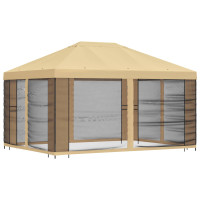 Produktbild för Trädgårdsgazebo med sidoväggar 4 × 3 m Gräddvit