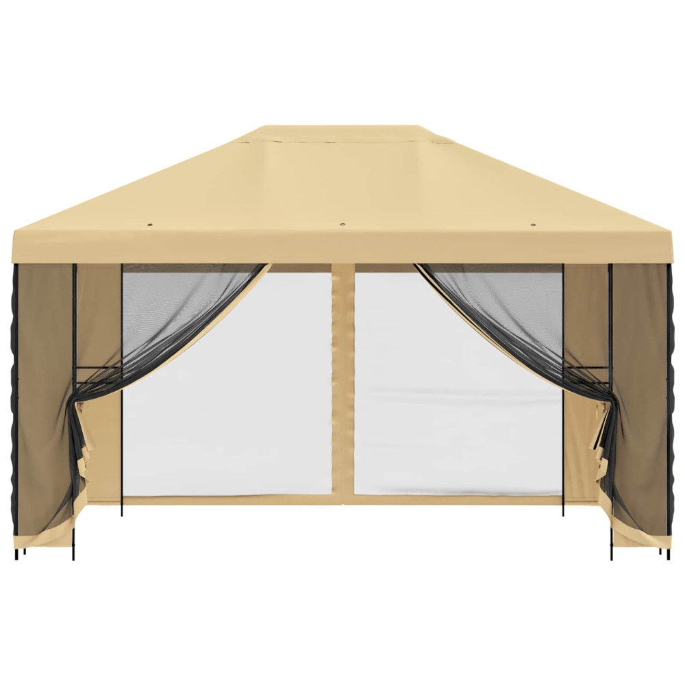 Produktbild för Trädgårdsgazebo med sidoväggar 4 × 3 m Gräddvit
