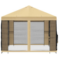 Produktbild för Trädgårdsgazebo med sidoväggar 4 × 3 m Gräddvit