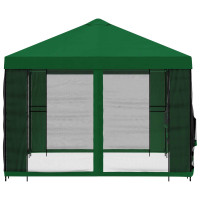 Produktbild för Trädgårdsgazebo med sidoväggar 4 × 3 m Grön Polyester och Stål