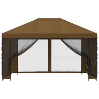 Produktbild för Trädgårdsgazebo med sidoväggar 4 × 3 m Taupe Polyester och Stål