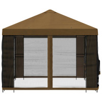 Produktbild för Trädgårdsgazebo med sidoväggar 4 × 3 m Taupe Polyester och Stål